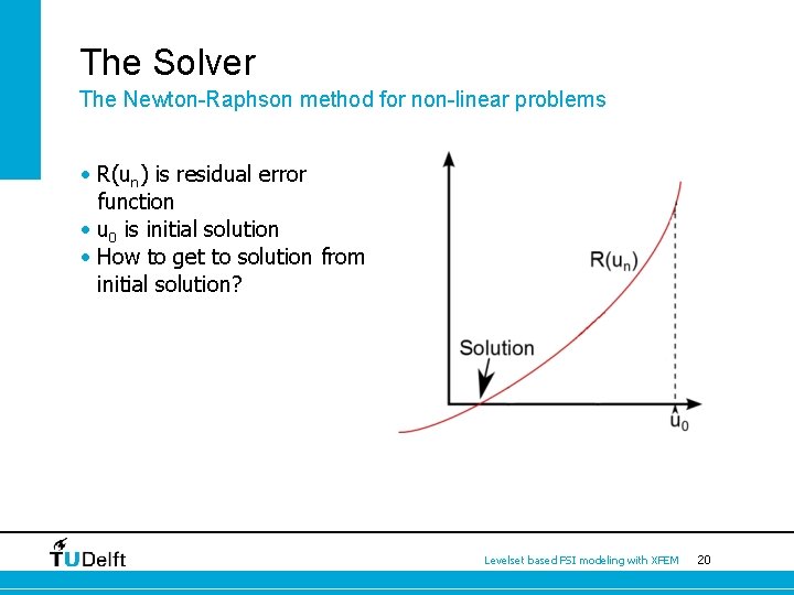 The Solver The Newton-Raphson method for non-linear problems • R(un) is residual error function