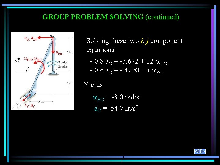 GROUP PROBLEM SOLVING (continued) Solving these two i, j component equations - 0. 8