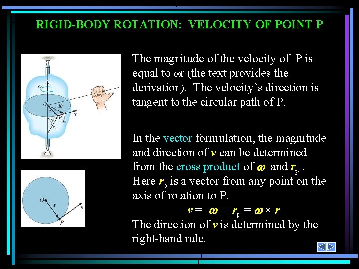 RIGID-BODY ROTATION: VELOCITY OF POINT P The magnitude of the velocity of P is