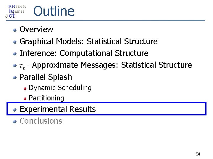 Outline Overview Graphical Models: Statistical Structure Inference: Computational Structure τ ε - Approximate Messages: