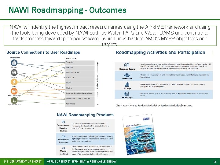 NAWI Roadmapping - Outcomes NAWI will identify the highest impact research areas using the