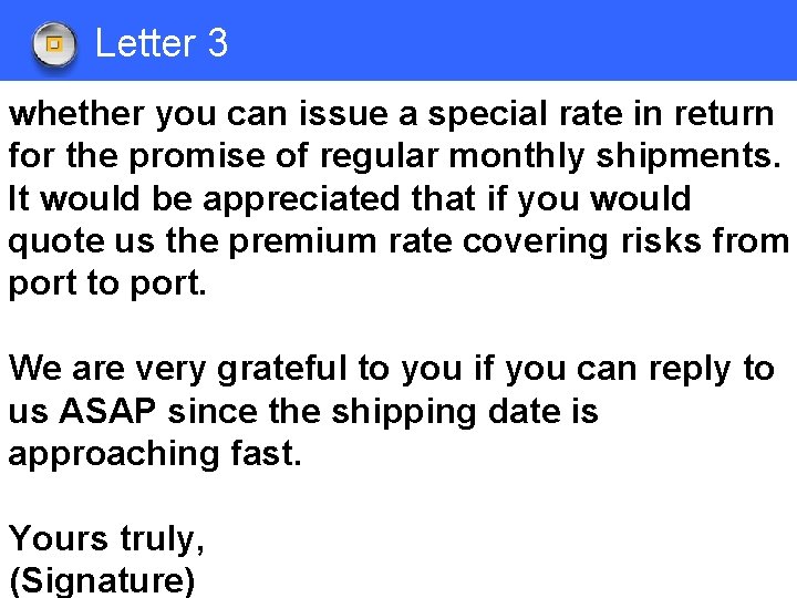Letter 3 whether you can issue a special rate in return for the promise