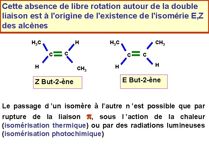 Cette absence de libre rotation autour de la double liaison est à l'origine de