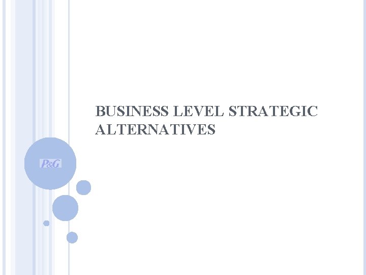 BUSINESS LEVEL STRATEGIC ALTERNATIVES 