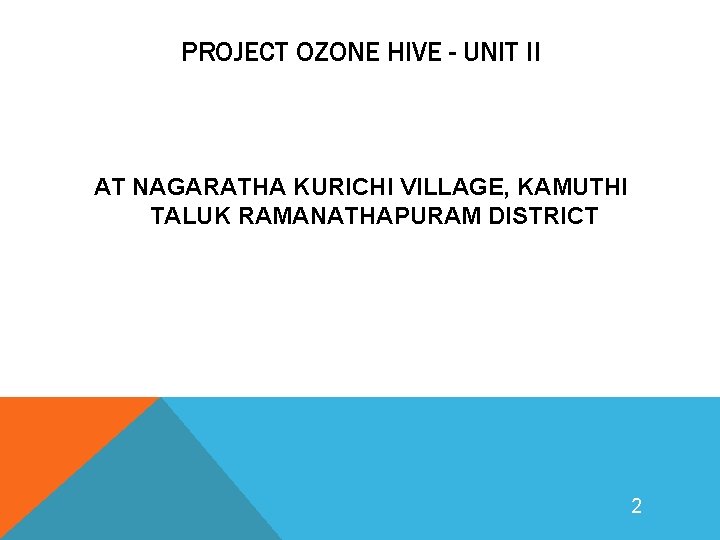 PROJECT OZONE HIVE - UNIT II AT NAGARATHA KURICHI VILLAGE, KAMUTHI TALUK RAMANATHAPURAM DISTRICT