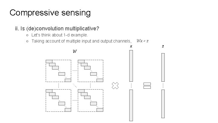 Compressive sensing ii. Is (de)convolution multiplicative? ○ Let’s think about 1 -d example. ○