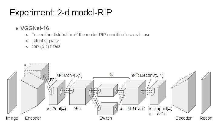 Experiment: 2 -d model-RIP ● VGGNet-16 ○ To see the distribution of the model-RIP