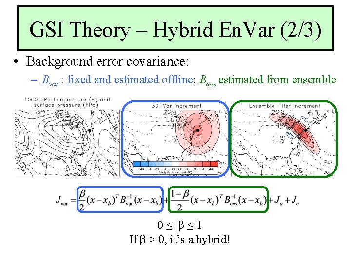 GSI Theory – Hybrid En. Var (2/3) • Background error covariance: – Bvar :