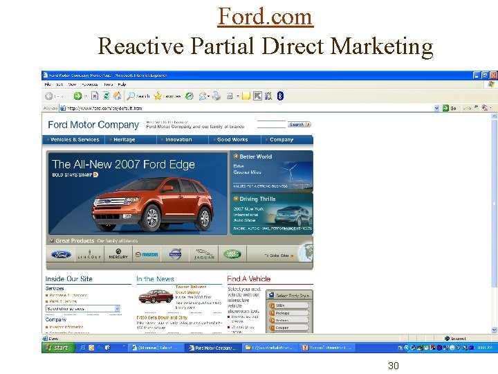 Ford. com Reactive Partial Direct Marketing 30 