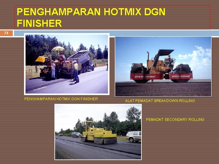 PENGHAMPARAN HOTMIX DGN FINISHER 74 PENGHAMPARAN HOTMIX DGN FINISHER ALAT PEMADAT BREAKDOWN ROLLING PEMADAT