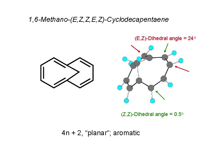 1, 6 -Methano-(E, Z, Z, E, Z)-Cyclodecapentaene (E, Z)-Dihedral angle = 24 o (Z,