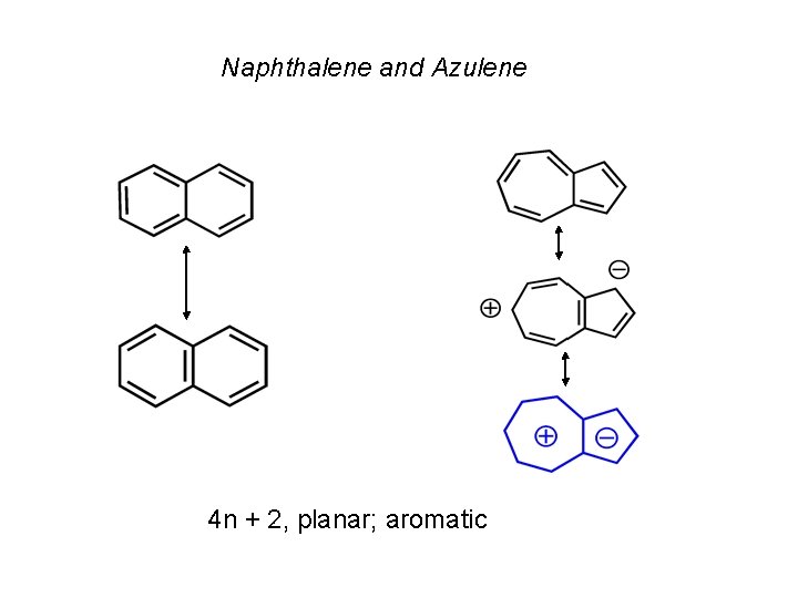Naphthalene and Azulene 4 n + 2, planar; aromatic 