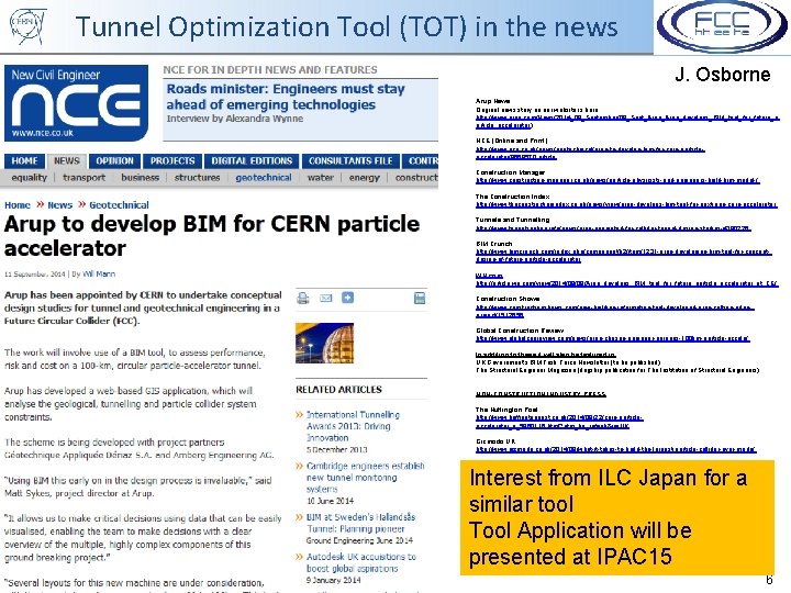 Tunnel Optimization Tool (TOT) in the news J. Osborne Arup News Original news story