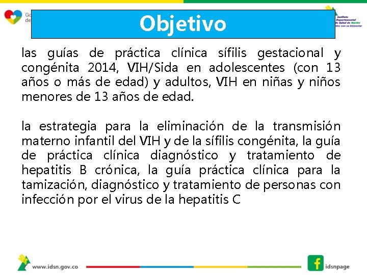 Objetivo las guías de práctica clínica sífilis gestacional y congénita 2014, VIH/Sida en adolescentes