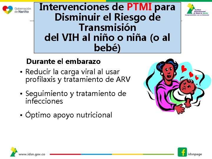 Intervenciones de PTMI para Disminuir el Riesgo de Transmisión del VIH al niño o