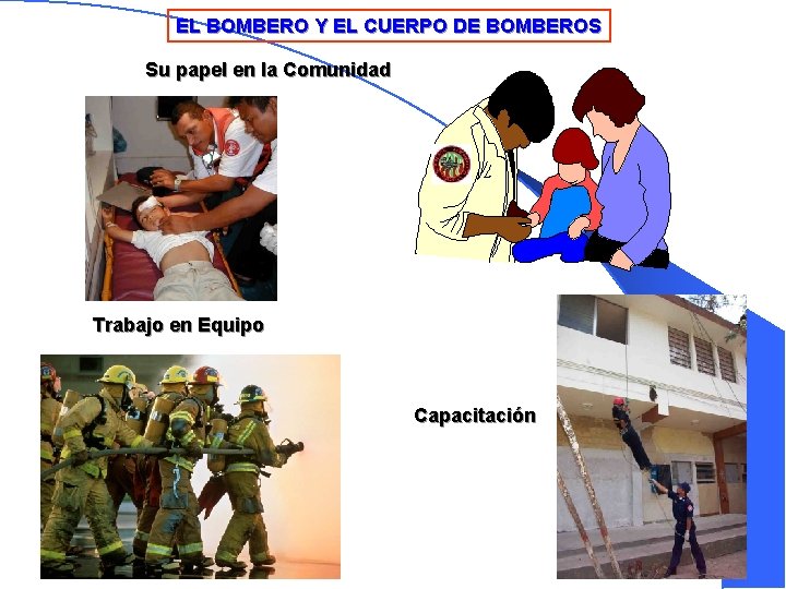 EL BOMBERO Y EL CUERPO DE BOMBEROS Su papel en la Comunidad Trabajo en