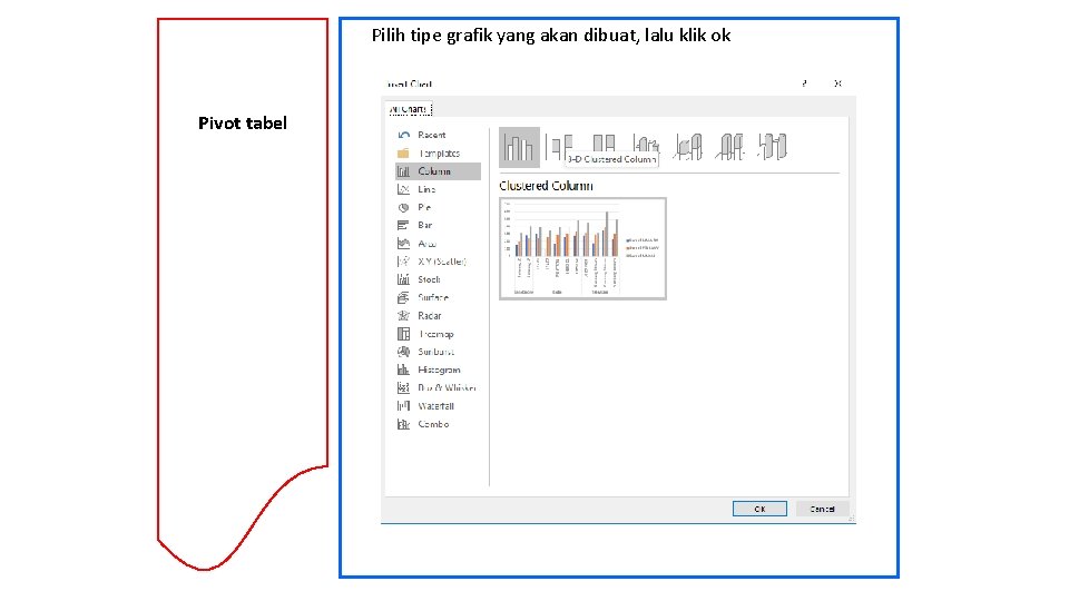 Pilih tipe grafik yang akan dibuat, lalu klik ok Pivot tabel 