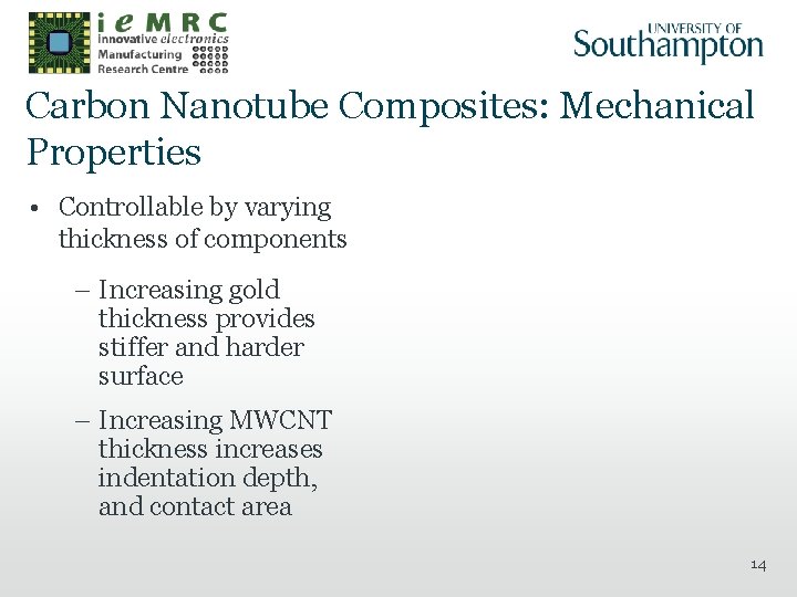 Carbon Nanotube Composites: Mechanical Properties • Controllable by varying thickness of components – Increasing