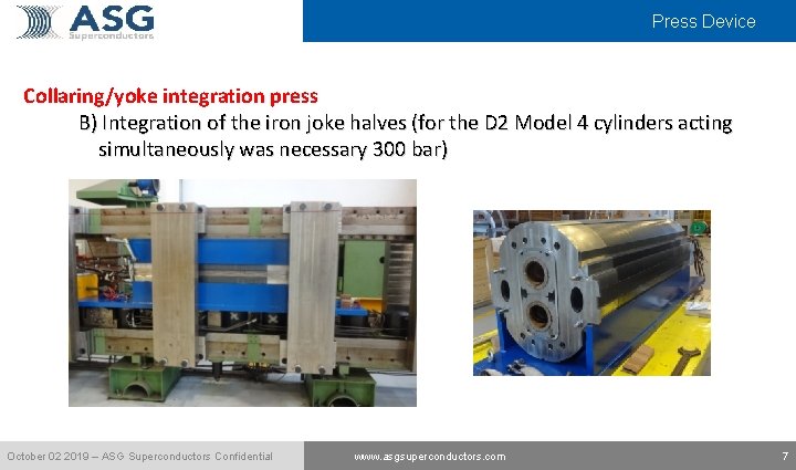 Press Device Collaring/yoke integration press B) Integration of the iron joke halves (for the