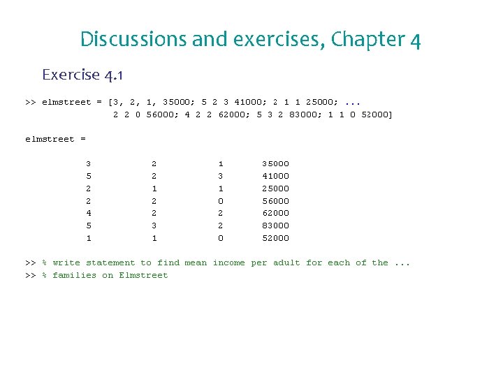 Discussions and exercises, Chapter 4 Exercise 4. 1 