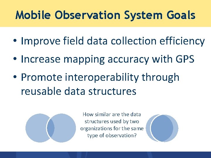 Mobile Observation System Goals • Improve field data collection efficiency • Increase mapping accuracy Mobile Observation System Goals • Improve field data collection efficiency • Increase mapping accuracy