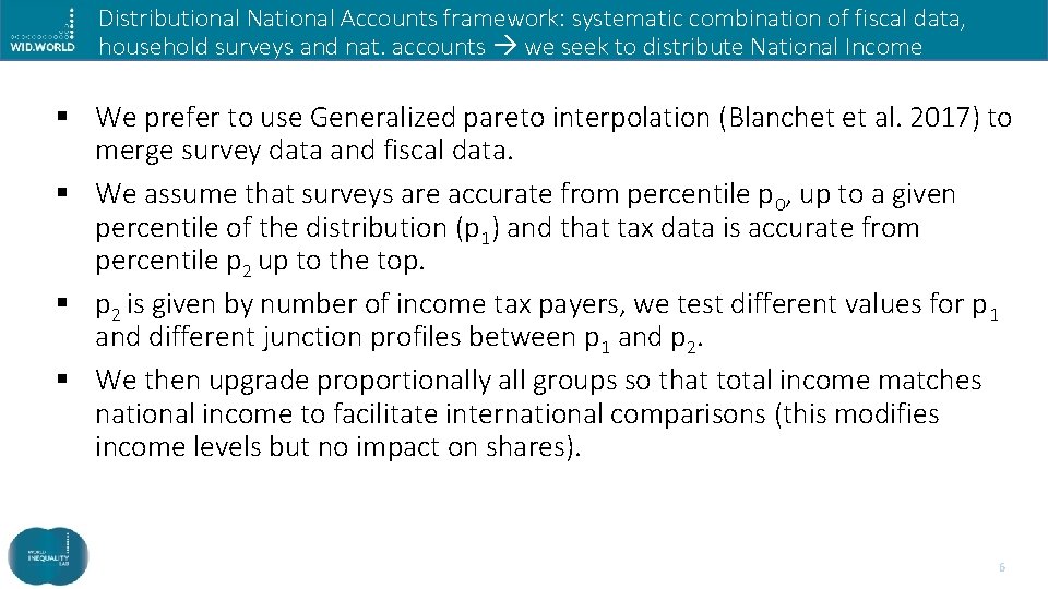 Distributional National Accounts framework: systematic combination of fiscal data, household surveys and nat. accounts