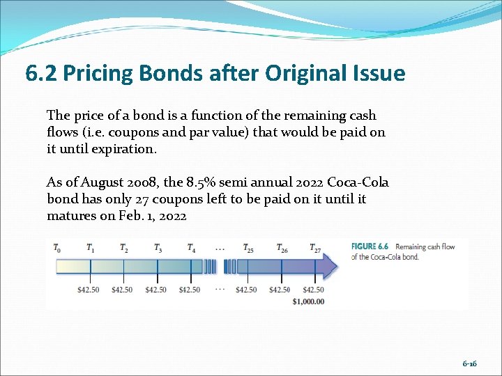 6. 2 Pricing Bonds after Original Issue The price of a bond is a