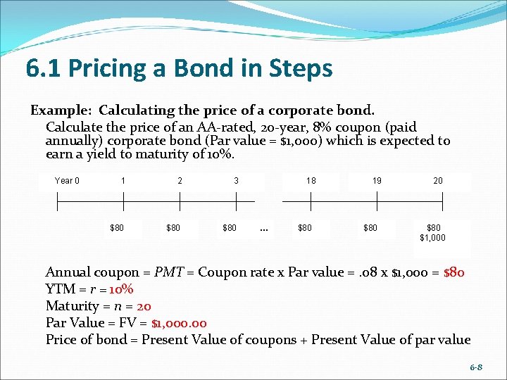 6. 1 Pricing a Bond in Steps Example: Calculating the price of a corporate