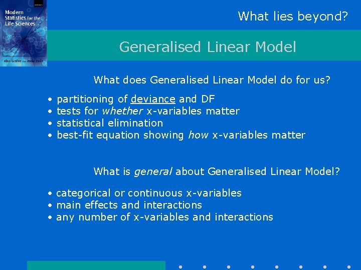 What lies beyond? Generalised Linear Model What does Generalised Linear Model do for us?