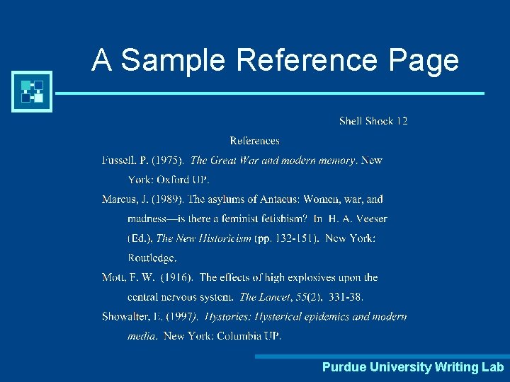 A Sample Reference Page Purdue University Writing Lab 