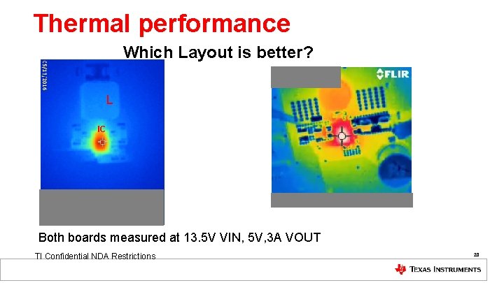 Thermal performance Which Layout is better? L IC Both boards measured at 13. 5