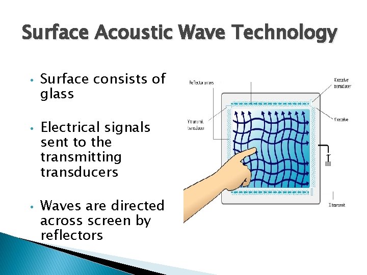 Surface Acoustic Wave Technology • • • Surface consists of glass Electrical signals sent