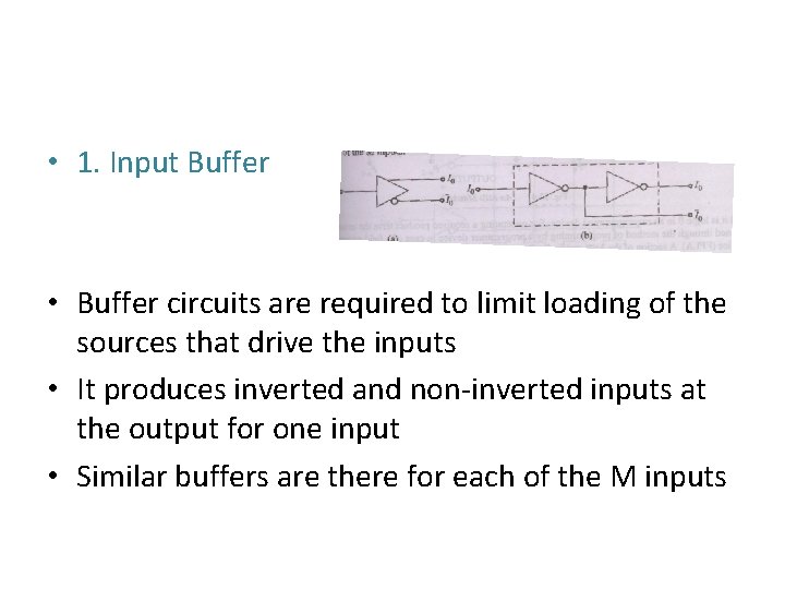  • 1. Input Buffer • Buffer circuits are required to limit loading of
