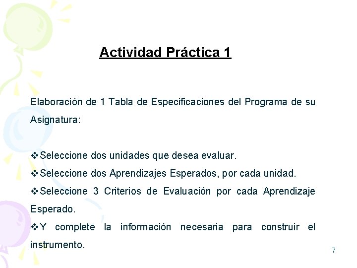 Actividad Práctica 1 Elaboración de 1 Tabla de Especificaciones del Programa de su Asignatura: