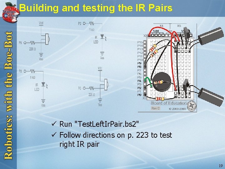 Building and testing the IR Pairs ü Run "Test. Left. Ir. Pair. bs 2"