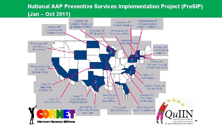 National AAP Preventive Services Implementation Project (Pre. SIP) (Jan – Oct 2011) 20 