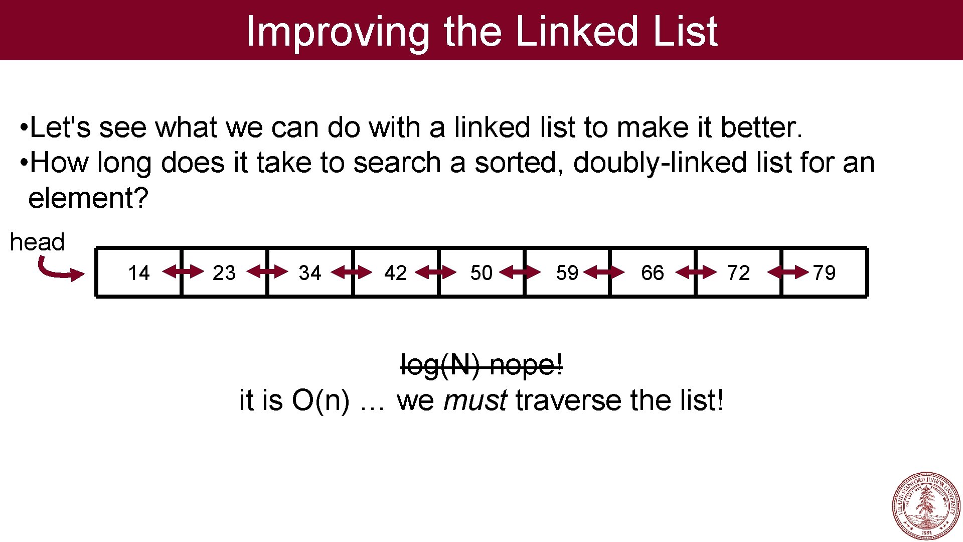 Improving the Linked List • Let's see what we can do with a linked