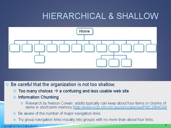 HIERARCHICAL & SHALLOW Be careful that the organization is not too shallow. Too many