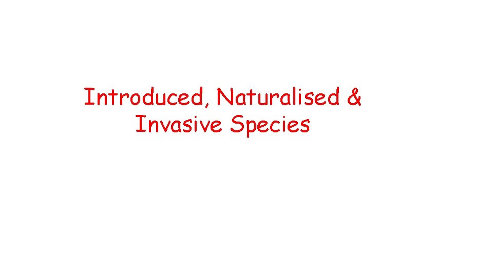 Introduced, Naturalised & Invasive Species 