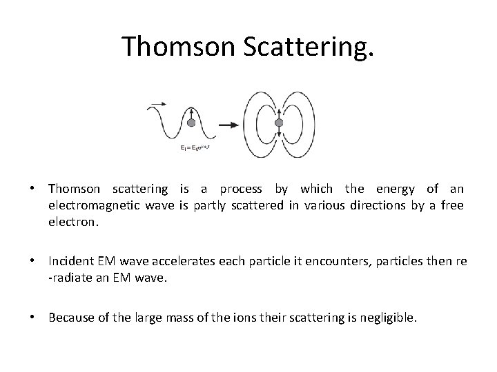 Thomson Scattering. • Thomson scattering is a process by which the energy of an