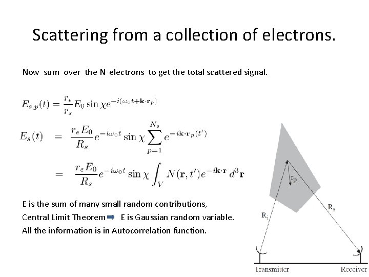 Scattering from a collection of electrons. Now sum over the N electrons to get