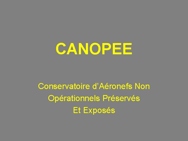 CANOPEE Conservatoire d’Aéronefs Non Opérationnels Préservés Et Exposés 