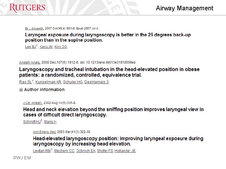 Airway Management RWJ EM 