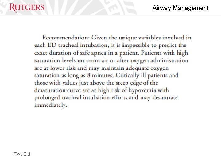 Airway Management RWJ EM 