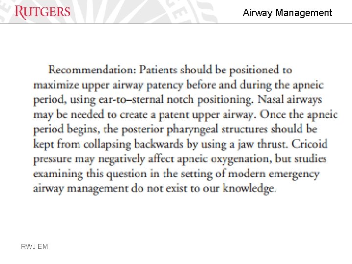 Airway Management RWJ EM 