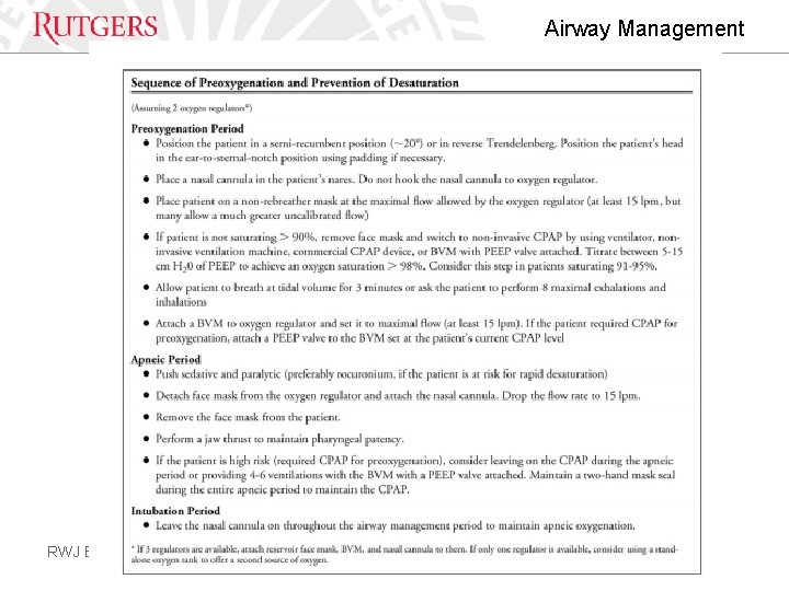 Airway Management RWJ EM 