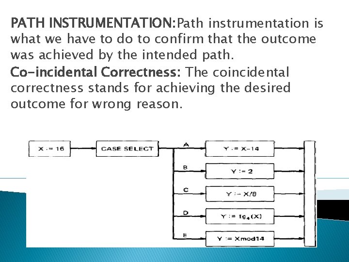 PATH INSTRUMENTATION: Path instrumentation is what we have to do to confirm that the