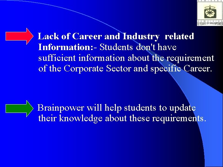 Lack of Career and Industry related Information: - Students don't have sufficient information about