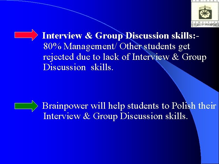 Interview & Group Discussion skills: 80% Management/ Other students get rejected due to lack