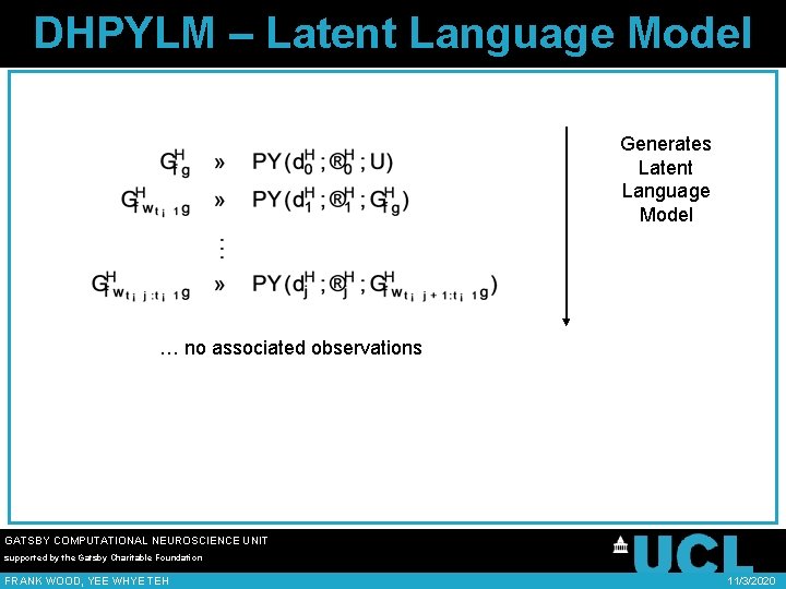 DHPYLM – Latent Language Model Generates Latent Language Model … no associated observations GATSBY